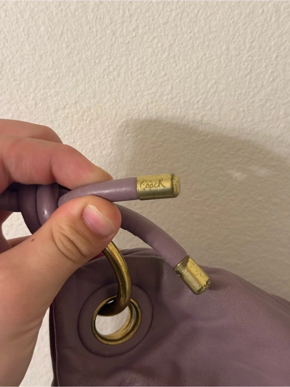 Rare Coach light purple leather shoulder bag, hobo/y2k USED!